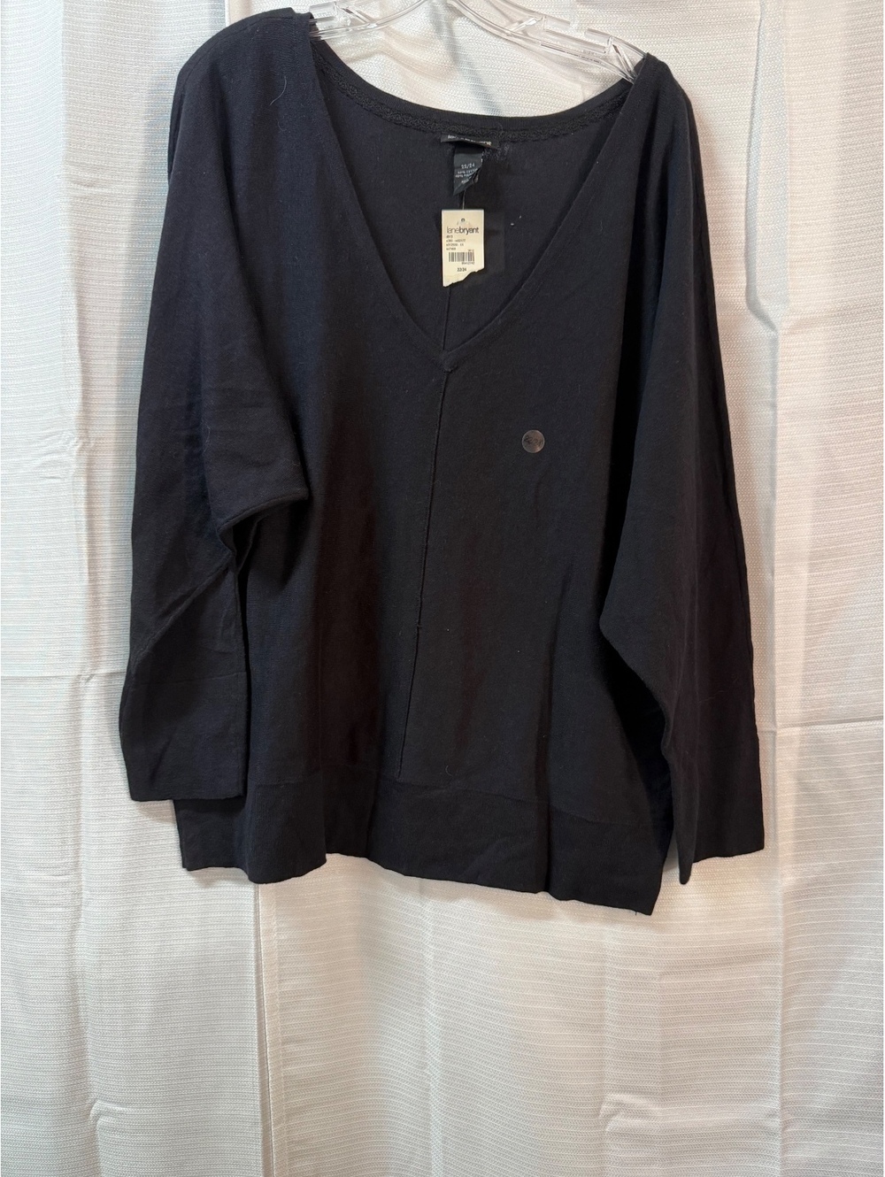 Lane Bryant Plus Size Black V-Neck Pullover Sweater 22/24
